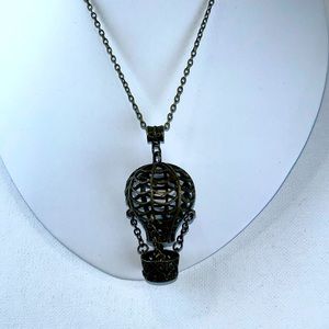 Artisan Handmade Bronze Hot Air Balloon 18” Necklace Boho Casual Travel Goth